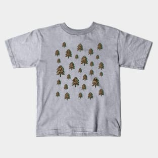 Leopard Print Christmas Tree Pattern Kids T-Shirt